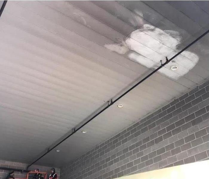 ceiling covered with smoke after a fire